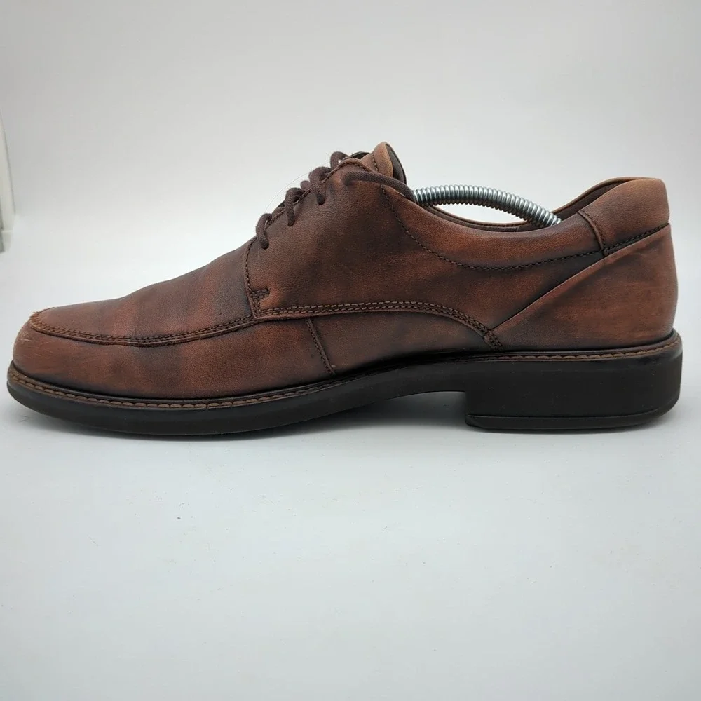 Ecco Holton Apron Toe Dress Shoes Mens 10 Brown Leather Oxford Lace Up EU 44